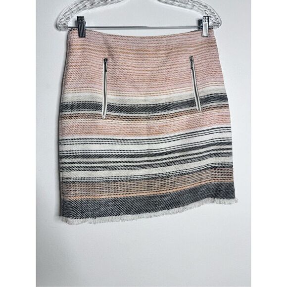 Loft pink and neutral quilted raw hem mini skirt sz 6 - Picture 1 of 6